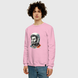 Свитшот хлопковый мужской Юрий Гагарин в современном стиле, цвет: светло-розовый — фото 2