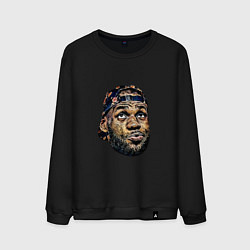Свитшот хлопковый мужской Lebron face, цвет: черный