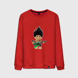 Свитшот хлопковый мужской Панк рок тролль с гитарой и микрофоном, цвет: красный