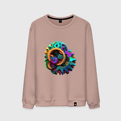 Свитшот хлопковый мужской Цветные шестерёнки, цвет: пыльно-розовый