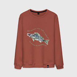 Свитшот хлопковый мужской Рыбалка с пивом, цвет: кирпичный