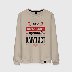 Свитшот хлопковый мужской Так выглядит лучший каратист стрелочки наверх, цвет: миндальный