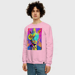 Свитшот хлопковый мужской Andy Warhol - neural network - pop art, цвет: светло-розовый — фото 2