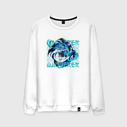 Свитшот хлопковый мужской Странник Скарамучча анемо в действии, цвет: белый