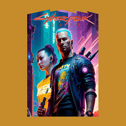Свитшот хлопковый мужской Cyberpunk 2077 - characters - neural network, цвет: горчичный — фото 2