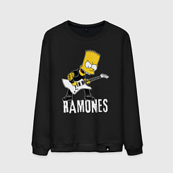 Свитшот хлопковый мужской Ramones Барт Симпсон рокер, цвет: черный
