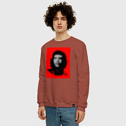 Свитшот хлопковый мужской Че Гевара расплывчатая иллюзия, цвет: кирпичный — фото 2