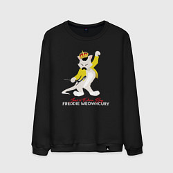 Свитшот хлопковый мужской Фредди Меркьюри кот, цвет: черный