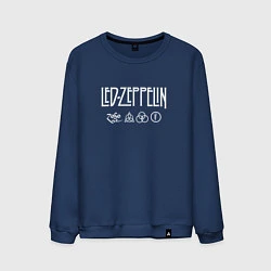 Свитшот хлопковый мужской Led Zeppelin символы, цвет: тёмно-синий
