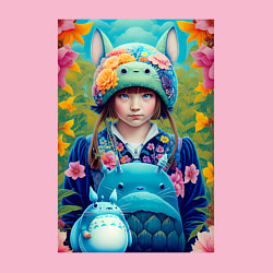 Свитшот хлопковый мужской Girl with Totoro - fantasy - neural network, цвет: светло-розовый — фото 2