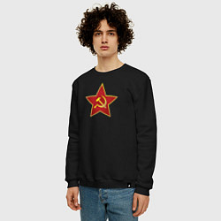 Свитшот хлопковый мужской СССР звезда, цвет: черный — фото 2