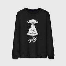 Свитшот хлопковый мужской Pizza space, цвет: черный