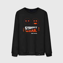 Свитшот хлопковый мужской Street wear, цвет: черный