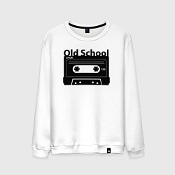 Свитшот хлопковый мужской Old school music, цвет: белый