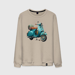Свитшот хлопковый мужской Ретро скутер, цвет: миндальный