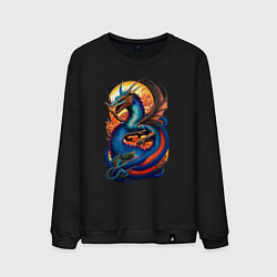 Свитшот хлопковый мужской Japanese dragon - irezumi, цвет: черный