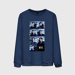 Свитшот хлопковый мужской We are bulletproof BTS, цвет: тёмно-синий