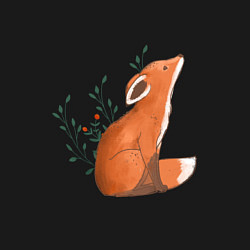 Свитшот хлопковый мужской Лисица и листики, цвет: черный — фото 2