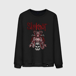 Свитшот хлопковый мужской Slipknot рогатый череп, цвет: черный