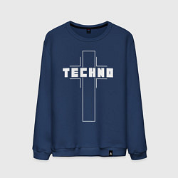 Свитшот хлопковый мужской Techno крест, цвет: тёмно-синий