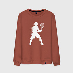 Свитшот хлопковый мужской Белый силуэт теннисиста, цвет: кирпичный