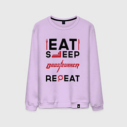 Свитшот хлопковый мужской Надпись: eat sleep Ghostrunner repeat, цвет: лаванда