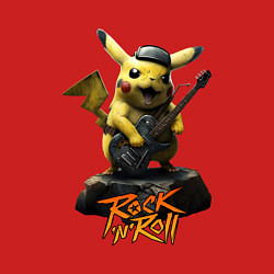 Свитшот хлопковый мужской Пикачу рокер с гитарой, цвет: красный — фото 2