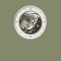 Свитшот хлопковый мужской Юрий Гагарин в иллюминаторе, цвет: авокадо — фото 2