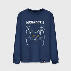 Свитшот хлопковый мужской Megadeth rock cat, цвет: тёмно-синий