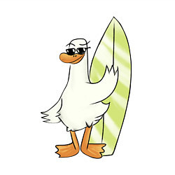 Свитшот хлопковый мужской Гусь серфингист в очках, цвет: белый — фото 2