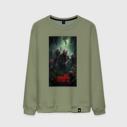 Свитшот хлопковый мужской Зомби на острове, цвет: авокадо