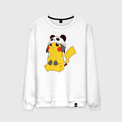 Свитшот хлопковый мужской Pika panda, цвет: белый