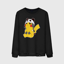 Свитшот хлопковый мужской Pika panda, цвет: черный