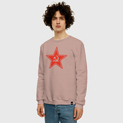 Свитшот хлопковый мужской USSR star, цвет: пыльно-розовый — фото 2