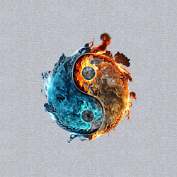 Свитшот хлопковый мужской Стихии огня и воды, цвет: меланж — фото 2