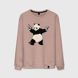 Свитшот хлопковый мужской Панда с пистолетами, цвет: пыльно-розовый