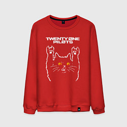 Свитшот хлопковый мужской Twenty One Pilots rock cat, цвет: красный
