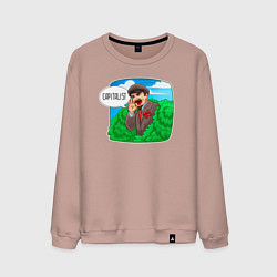Свитшот хлопковый мужской Ленин - капиталист, цвет: пыльно-розовый