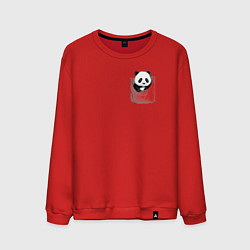 Свитшот хлопковый мужской Панда в кармане, цвет: красный