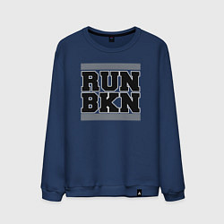 Свитшот хлопковый мужской Run Brooklyn Nets, цвет: тёмно-синий