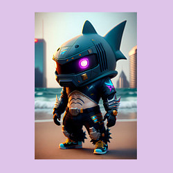 Свитшот хлопковый мужской Baby shark - cyberpunk - neural network, цвет: лаванда — фото 2