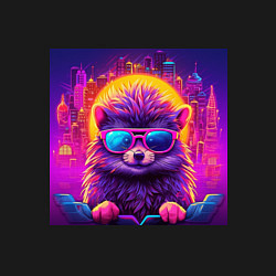 Свитшот хлопковый мужской Неоновый ежик в очках, цвет: черный — фото 2