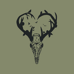 Свитшот хлопковый мужской Череп олень с рогами в виде сердца, цвет: авокадо — фото 2