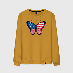 Свитшот хлопковый мужской США бабочка, цвет: горчичный
