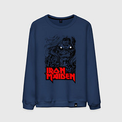 Свитшот хлопковый мужской Iron Maiden eyes, цвет: тёмно-синий