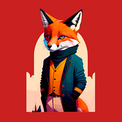 Свитшот хлопковый мужской Лис-модник - нейросеть, цвет: красный — фото 2