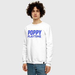 Свитшот хлопковый мужской Поппи Плэйтайм лого, цвет: белый — фото 2