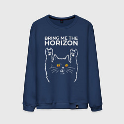 Свитшот хлопковый мужской Bring Me the Horizon rock cat, цвет: тёмно-синий