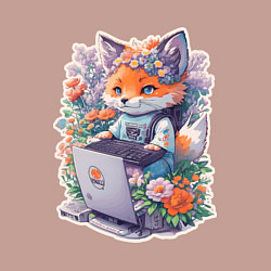 Свитшот хлопковый мужской Лиса геймер за компьютером, цвет: пыльно-розовый — фото 2