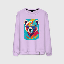 Свитшот хлопковый мужской Pop-Art Panda, цвет: лаванда